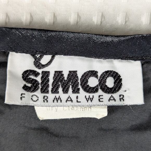 Simco Formalwear 4 Black Metallic Maxi Skirt Satin Shiny Evening Party Y2K - Picture 4 of 5